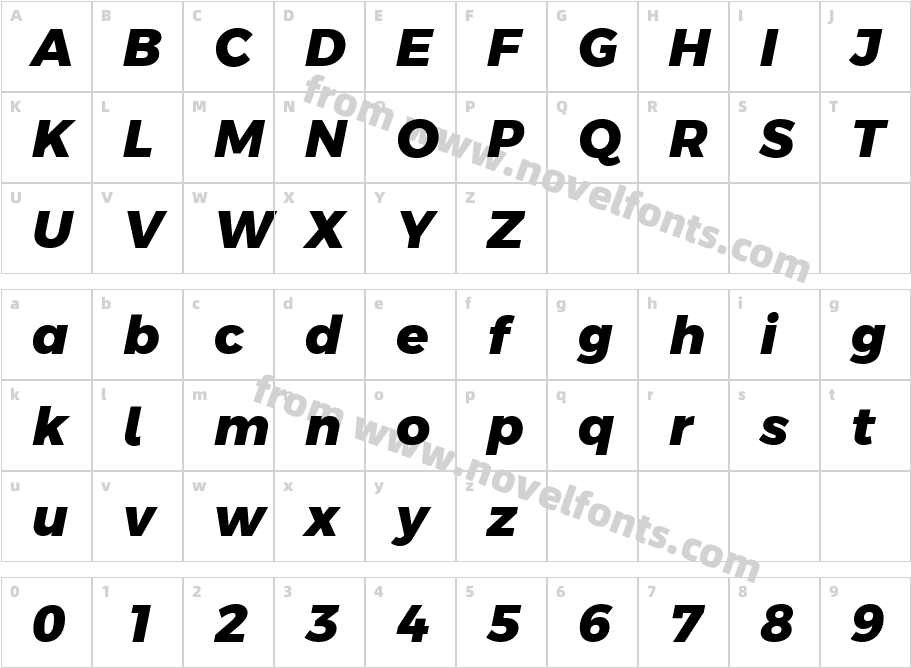 Argentum Sans Extra Bold ItalicCharacter Map