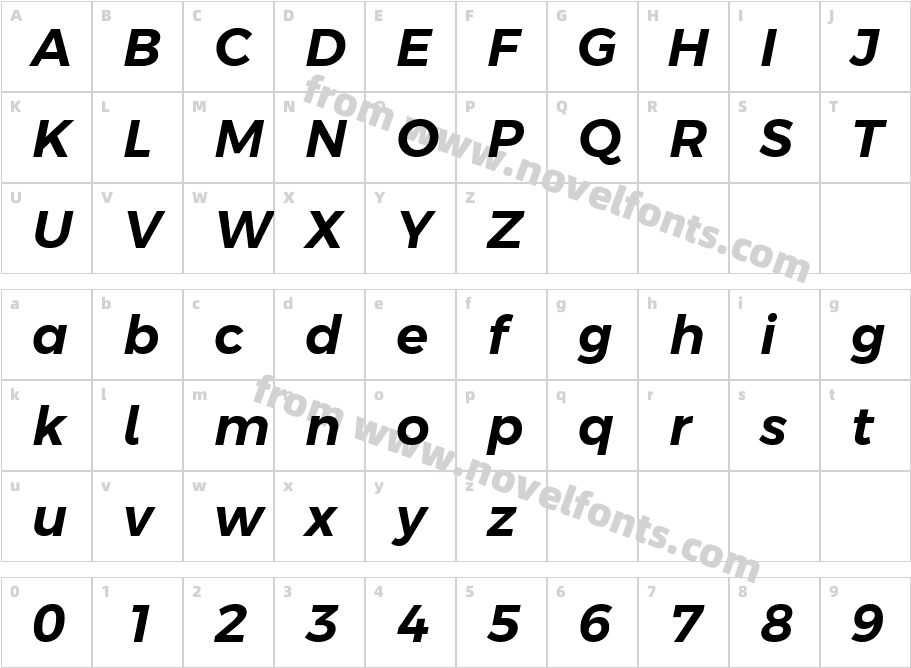 Argentum Sans Semibold ItalicCharacter Map