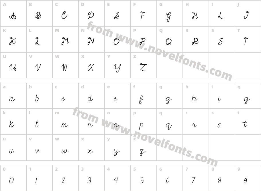 GLADWIN ScriptCharacter Map