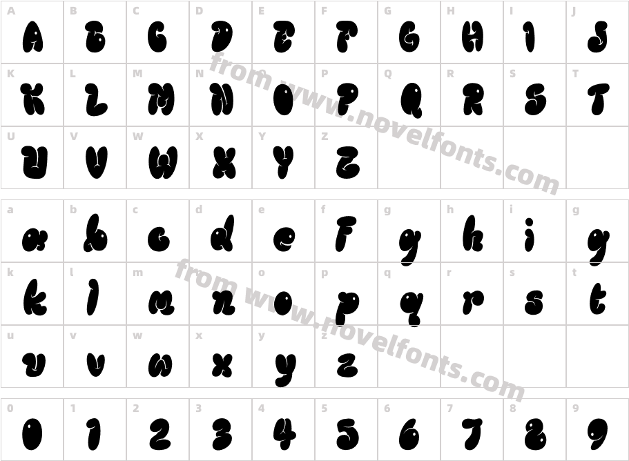 GLOREST SHUFLECharacter Map