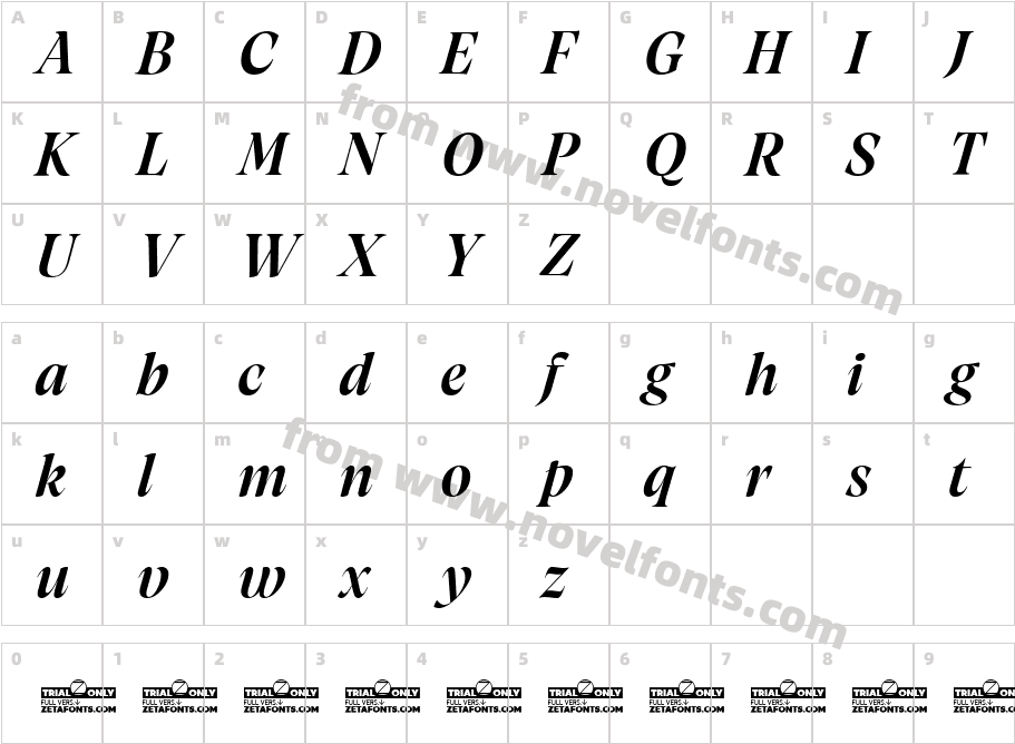 Artusi Grande Trial Medium ItalicCharacter Map