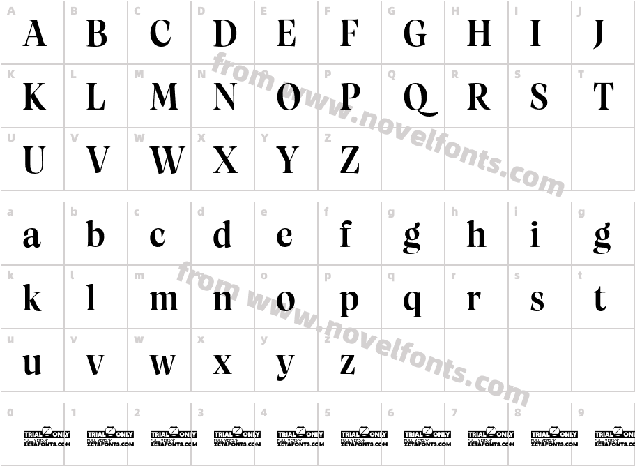 Artusi Grande Trial MediumCharacter Map