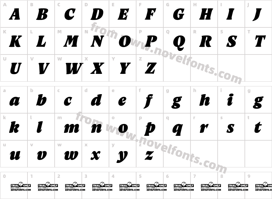 Artusi Trial Heavy ItalicCharacter Map