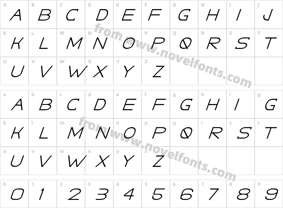 GRACETIANS ItalicCharacter Map