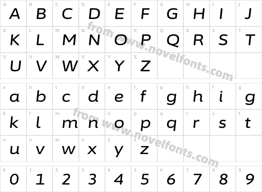 Asap Expanded Medium ItalicCharacter Map