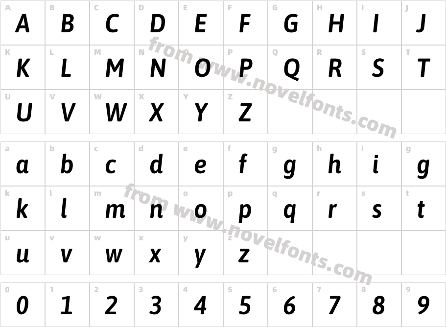 Asap Semi Condensed Semibold ItalicCharacter Map