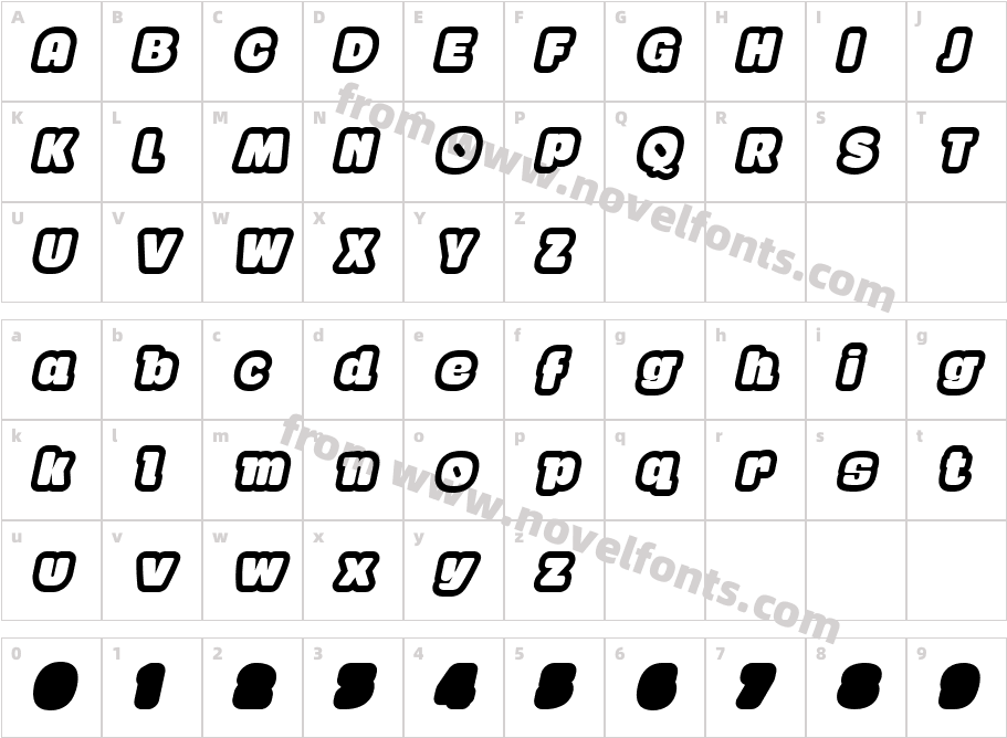 Gaban ItalicCharacter Map