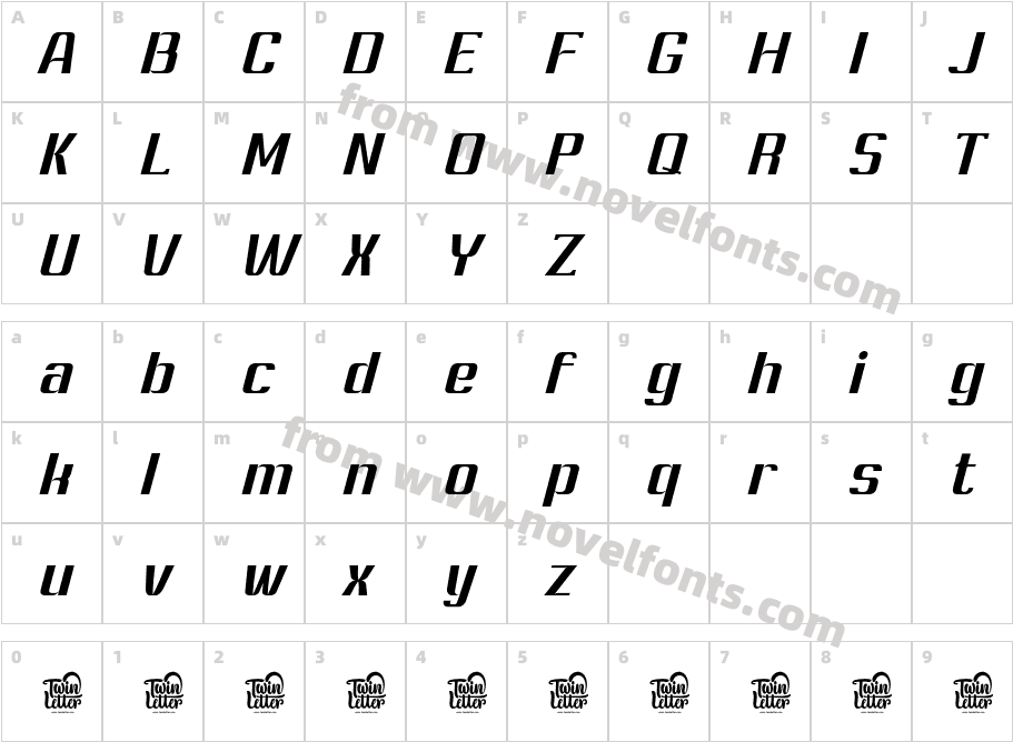 Ashety Personaluse Sem Bd SlantCharacter Map