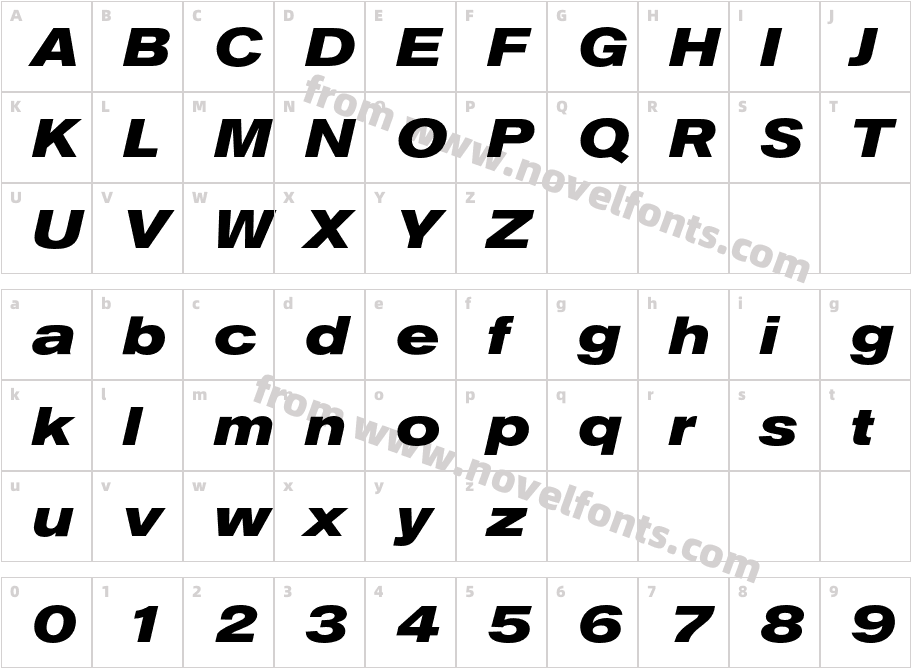 AkzidenzGrotExtBQ-BoldItalicCharacter Map