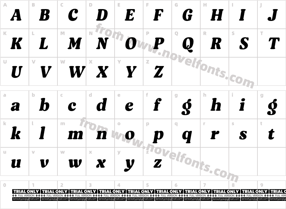 Asikue Trial Bold ObliqueCharacter Map