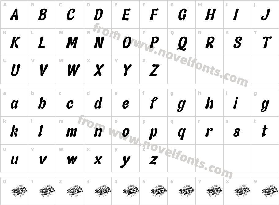 Asterah Quirkyn DEMO VERSION ItalicCharacter Map