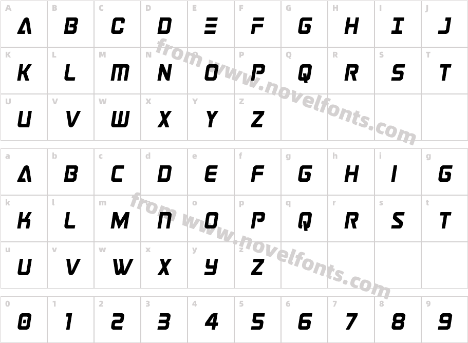 Astro Armada Condensed Semi ItCharacter Map