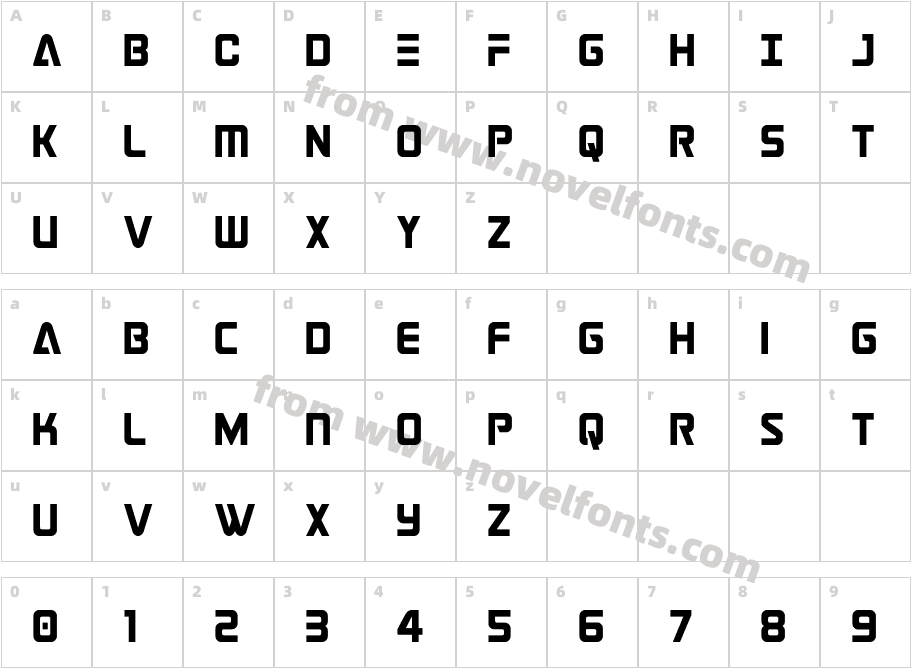 Astro Armada CondensedCharacter Map