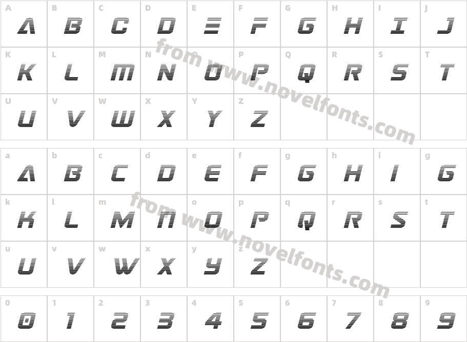Astro Armada Gradient ItalicCharacter Map