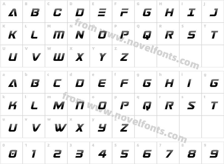 Astro Armada Halftone ItalicCharacter Map