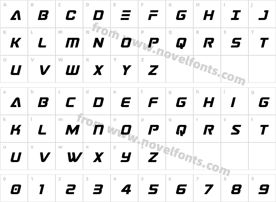 Astro Armada ItalicCharacter Map