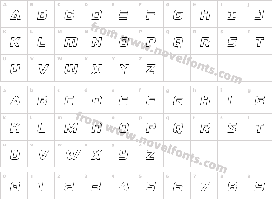 Astro Armada Outline Semi ItalCharacter Map