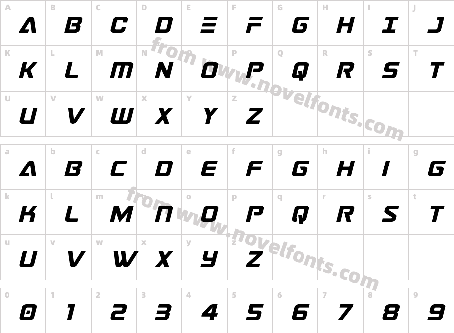 Astro Armada Title ItalicCharacter Map