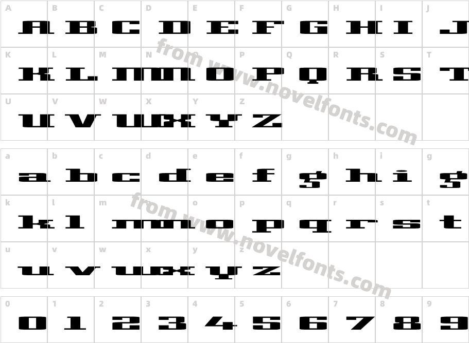 Gadzooks-SquaredCharacter Map