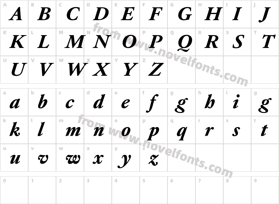 Atacama Trial Black ItalicCharacter Map