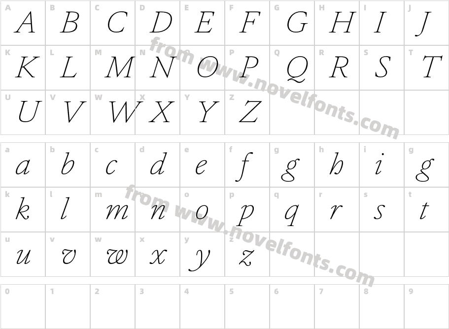 Atacama Trial Thin ItalicCharacter Map