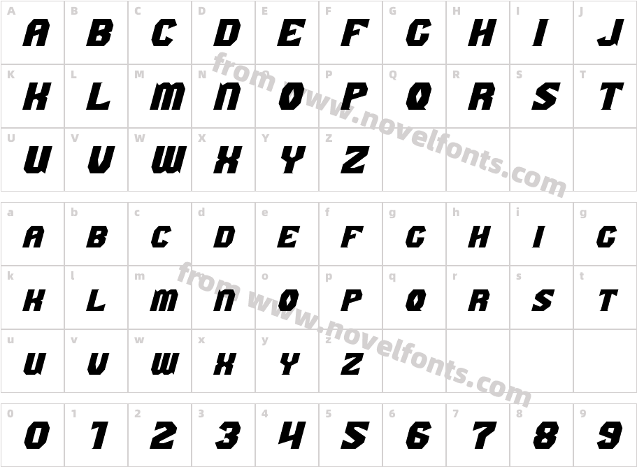 Gaiking Extended ItalicCharacter Map