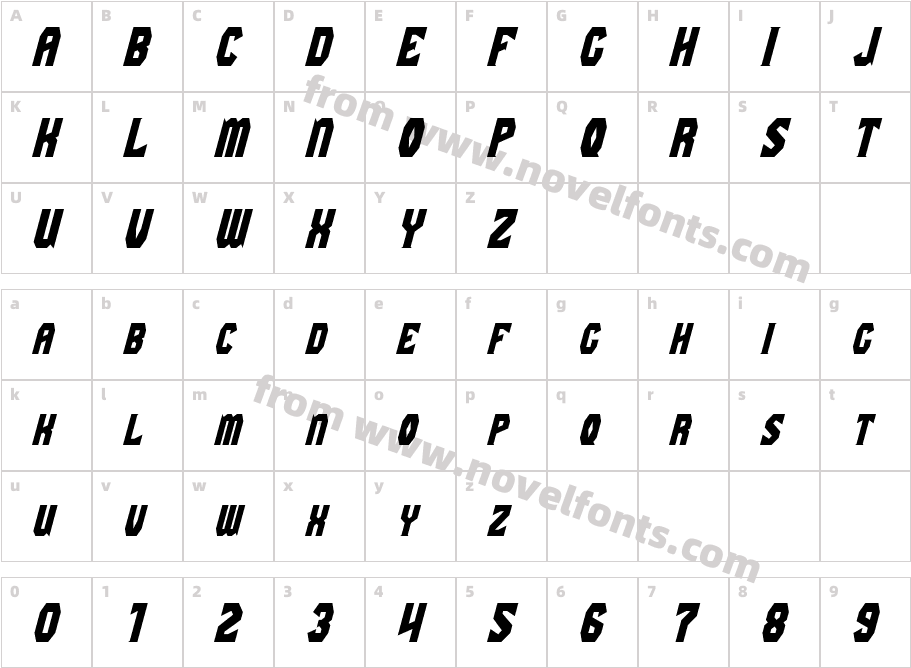 Gaiking ItalicCharacter Map