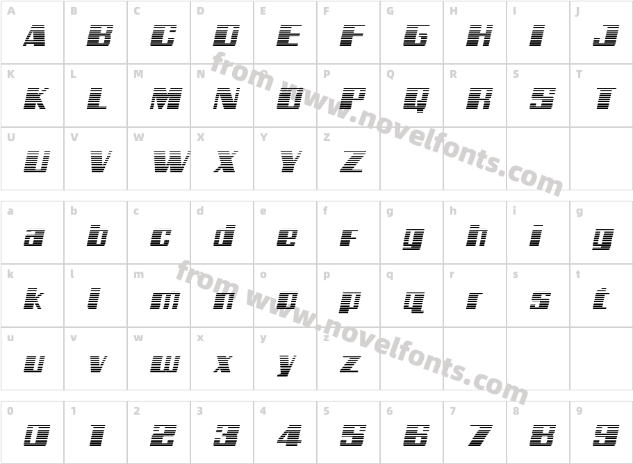 Galactic Storm Gradient ItalicCharacter Map