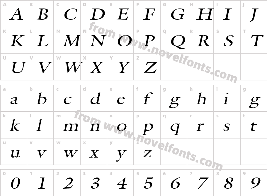 Galant Wide ItalicCharacter Map