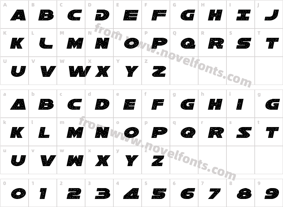 Galaxy 1 ItalicCharacter Map