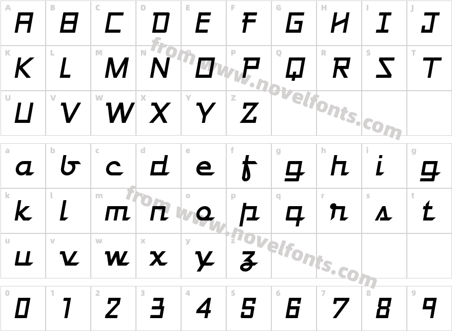 Galiver Sans ItalicCharacter Map