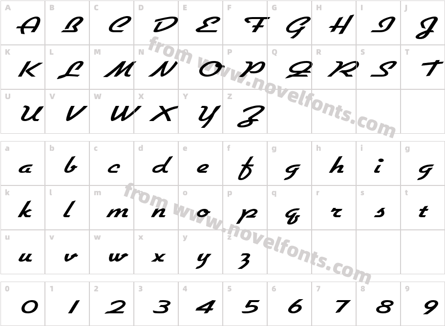 GallanteWide RegularCharacter Map