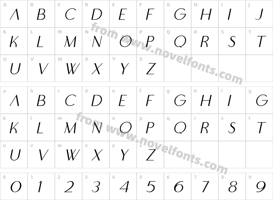 BOOWIE italic ItalicCharacter Map