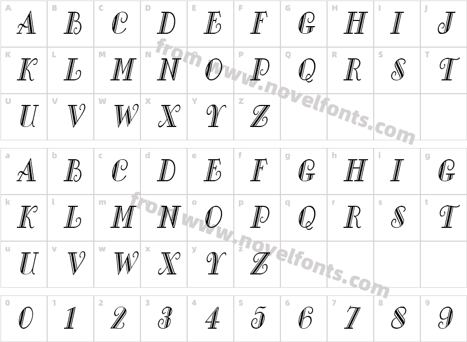 Gallery Condensed ItalicCharacter Map