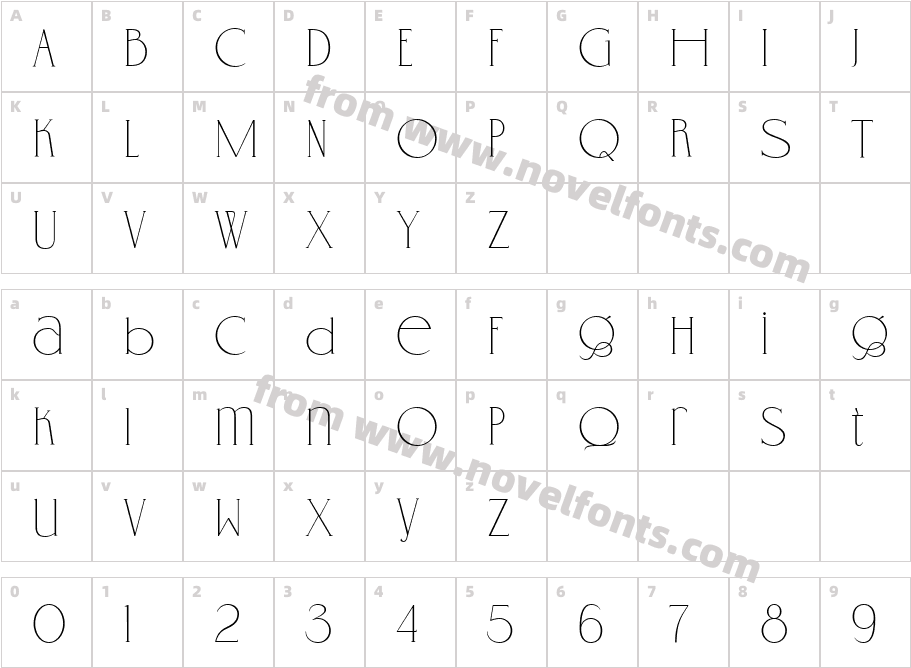 Gallerya RegularCharacter Map