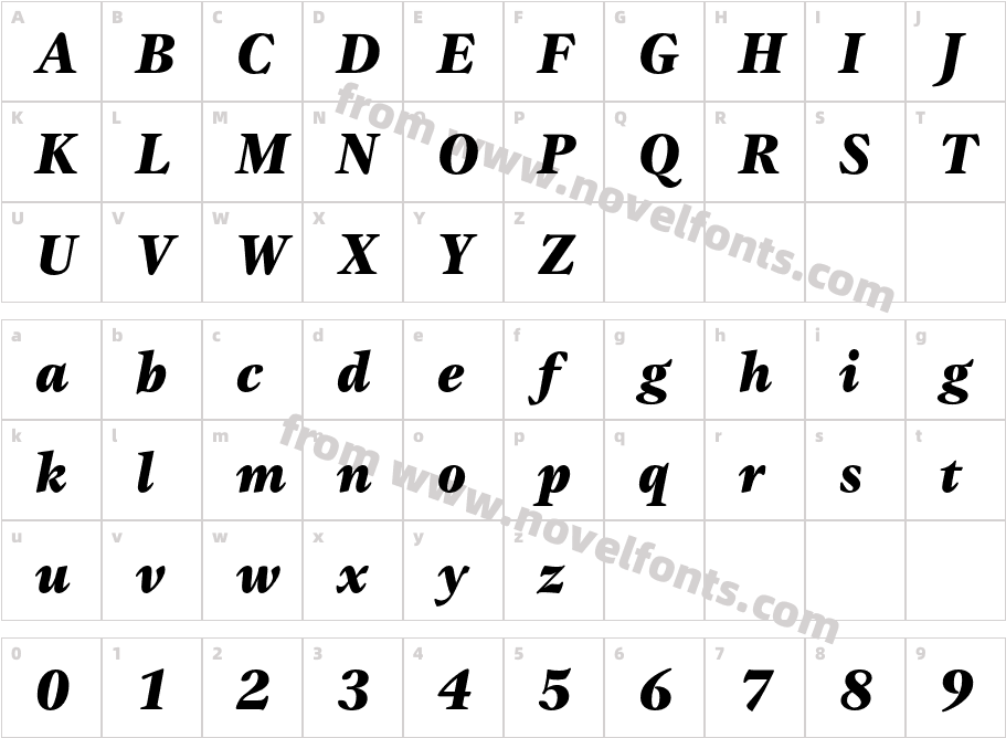 Gamma ITC Std Black ItalicCharacter Map