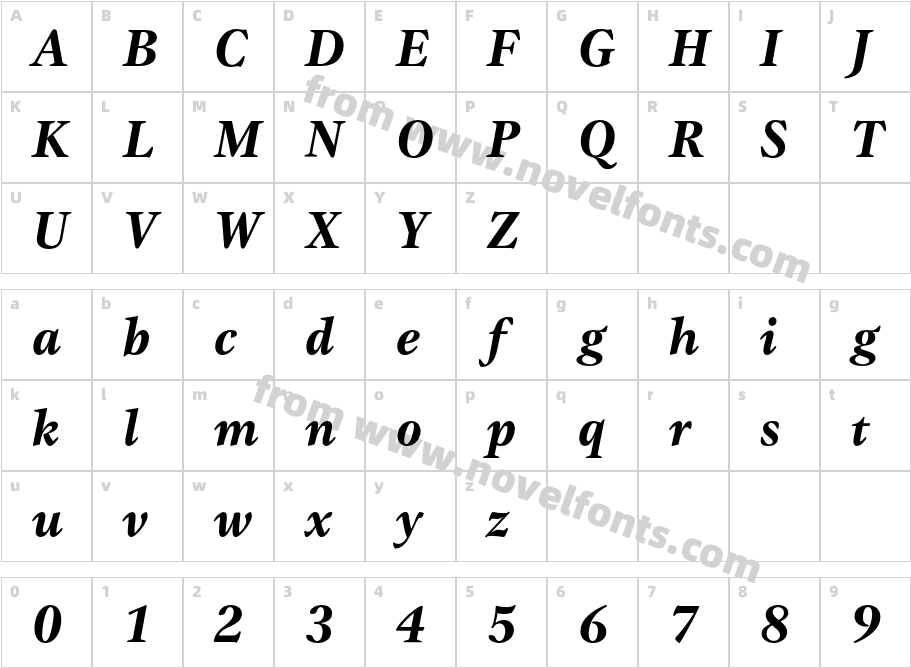 GammaEF-BoldItalicCharacter Map