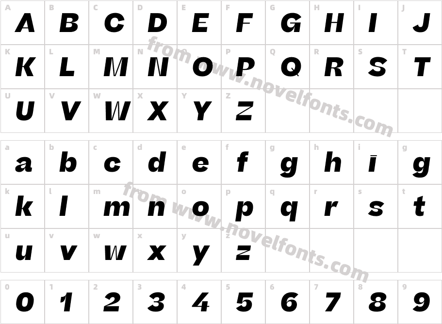 Beatrice Deck Trial Extrabold ItalicCharacter Map