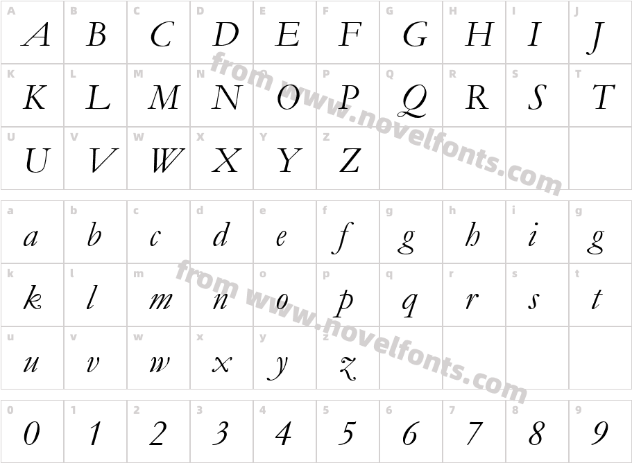 Garamond ItaliqueCharacter Map