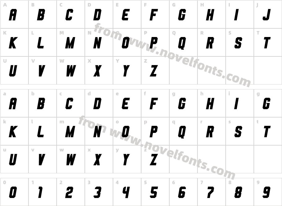Bedel Black ItalicCharacter Map