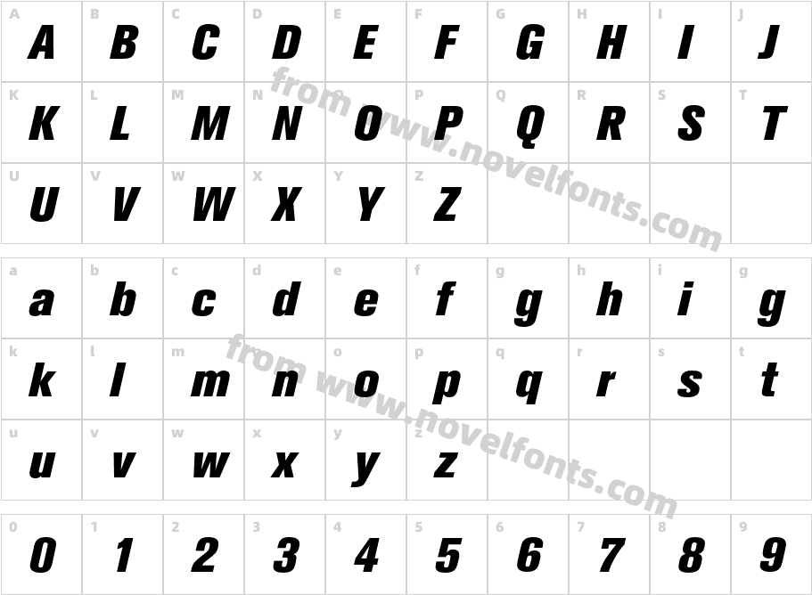 AkzidenzGroteskBQ-XBoldItCharacter Map