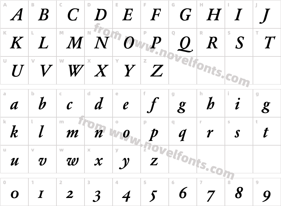 GaramondBE-MediumItalicOsFCharacter Map