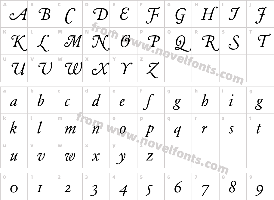 GaramondBE-SwashItalicCharacter Map