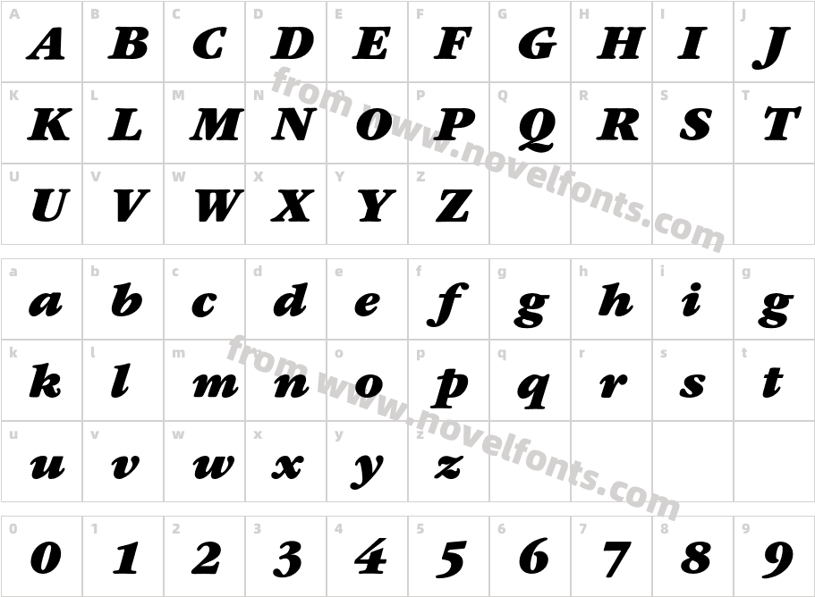 GaramondEF-UltraItalicCharacter Map