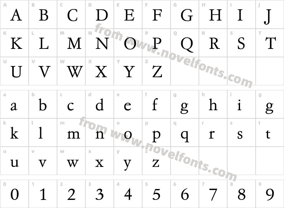 GaramondNo4TEE-LighCharacter Map