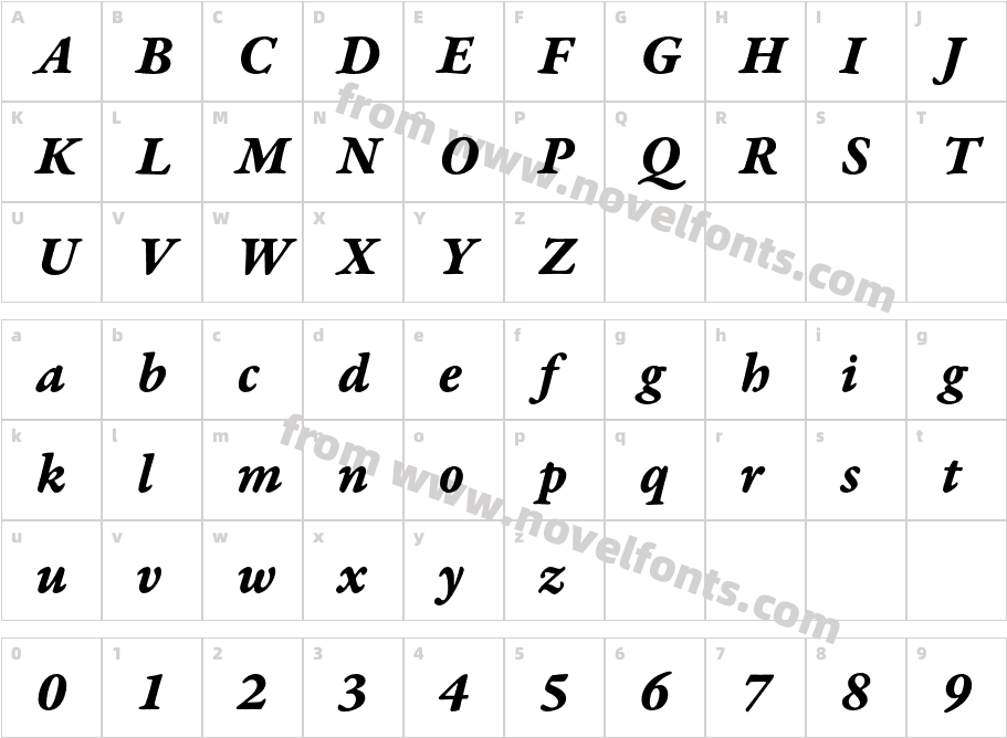 GaramondPremrPro-BdItCaptCharacter Map