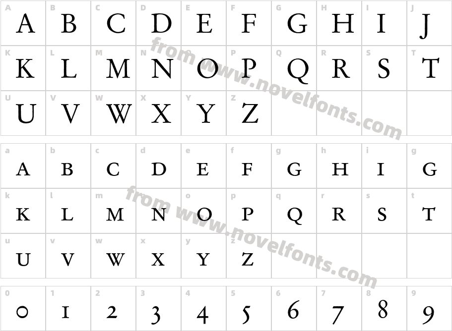 GaramondStempelExpertBQ-RomanCharacter Map