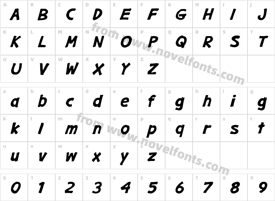 GargleExRg-BoldItalicCharacter Map