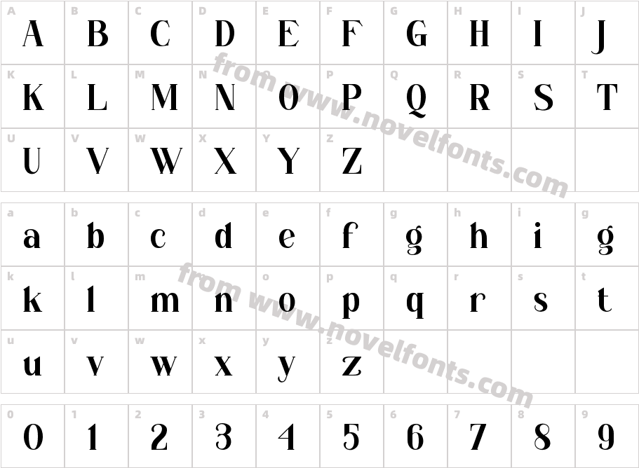Borisna RegularCharacter Map