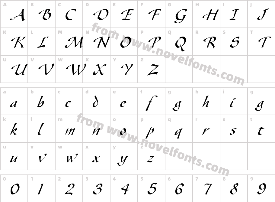 Gaze ItalicCharacter Map